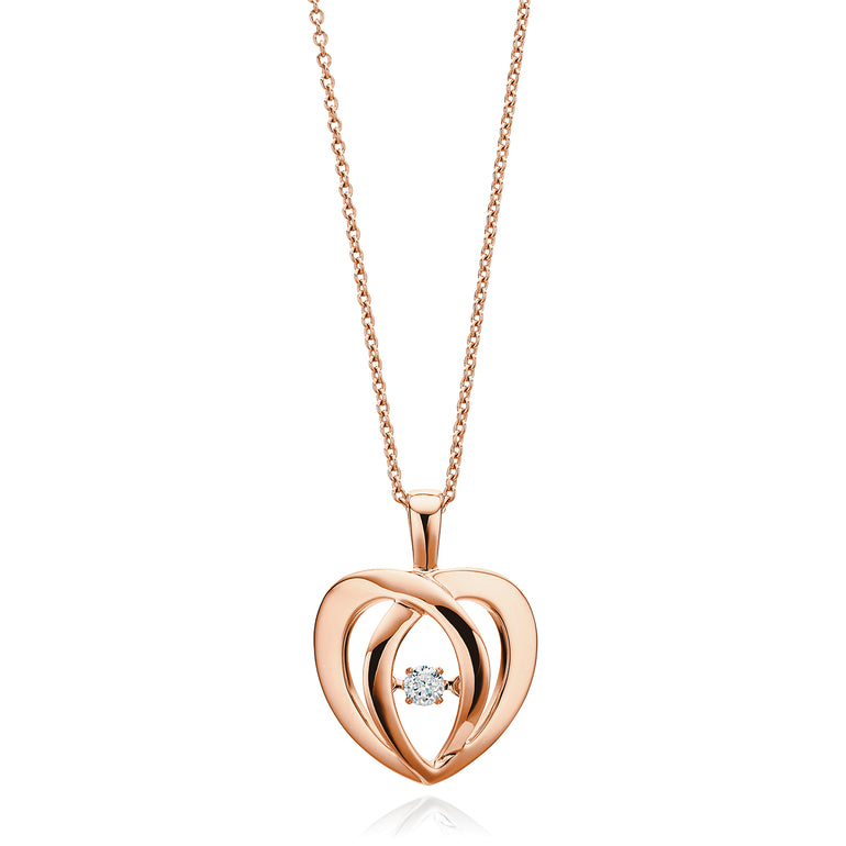 9ct Rose Gold Round Brilliant Cut Diamond Set Pendant