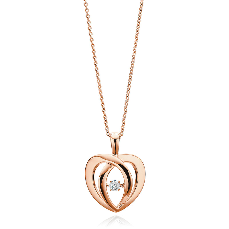 9ct Rose Gold Round Brilliant Cut Diamond Set Pendant