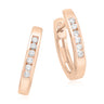 9ct Rose Gold Round Brilliant Cut 0.10 ctw diamond Huggie Earrings