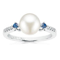 Vera Wang Love Sterling Silver Diamond Set Freshwater Pearl & Sapphire Ring