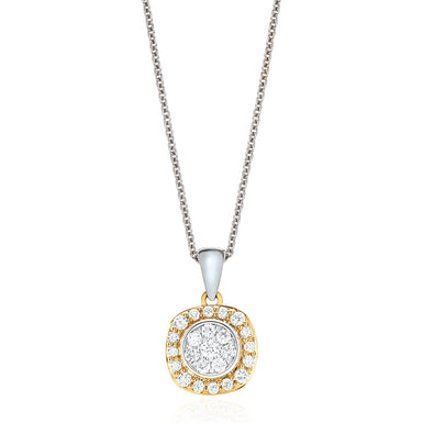 9ct Two Tone Gold Round Brilliant Cut with 0.20 CARAT tw of Diamond Pendant