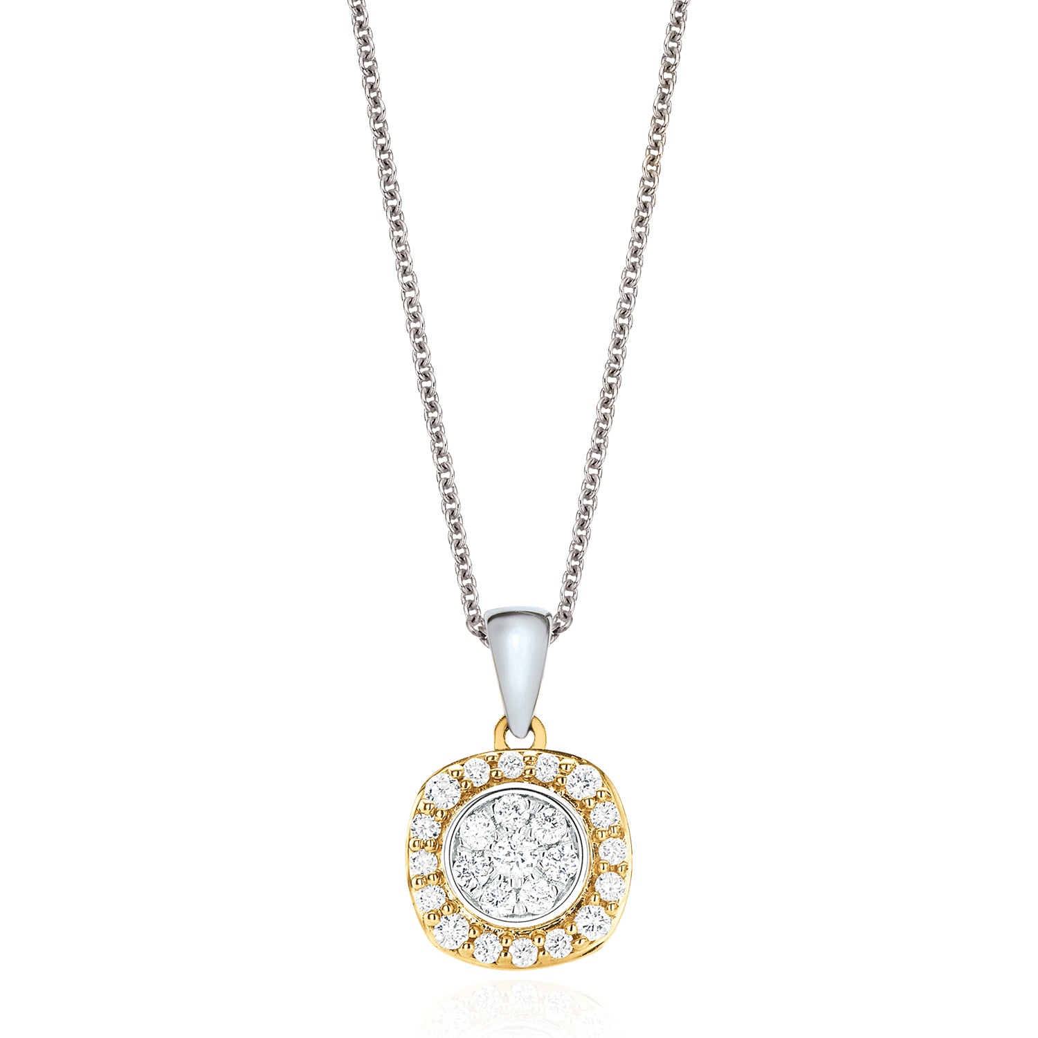 9ct Two Tone Gold Round Brilliant Cut with 0.20 CARAT tw of Diamond Pendant