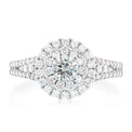 Halo 18ct White Gold Round Brilliant Cut with 1 CARAT tw of Diamonds Ring
