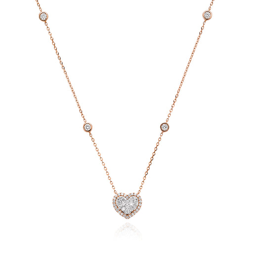 18ct Rose & White Gold Round Brilliant Cut with 1/3 CARAT tw of Diamonds Necklace