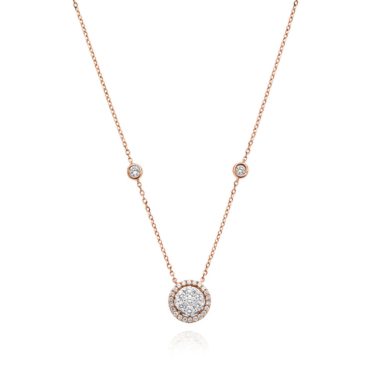 18ct Rose & White Gold Round Brilliant Cut with 1/3 CARAT tw of Diamonds Pendant