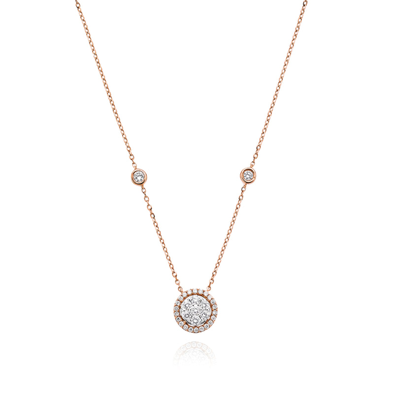 18ct Rose & White Gold Round Brilliant Cut with 1/3 CARAT tw of Diamonds Pendant