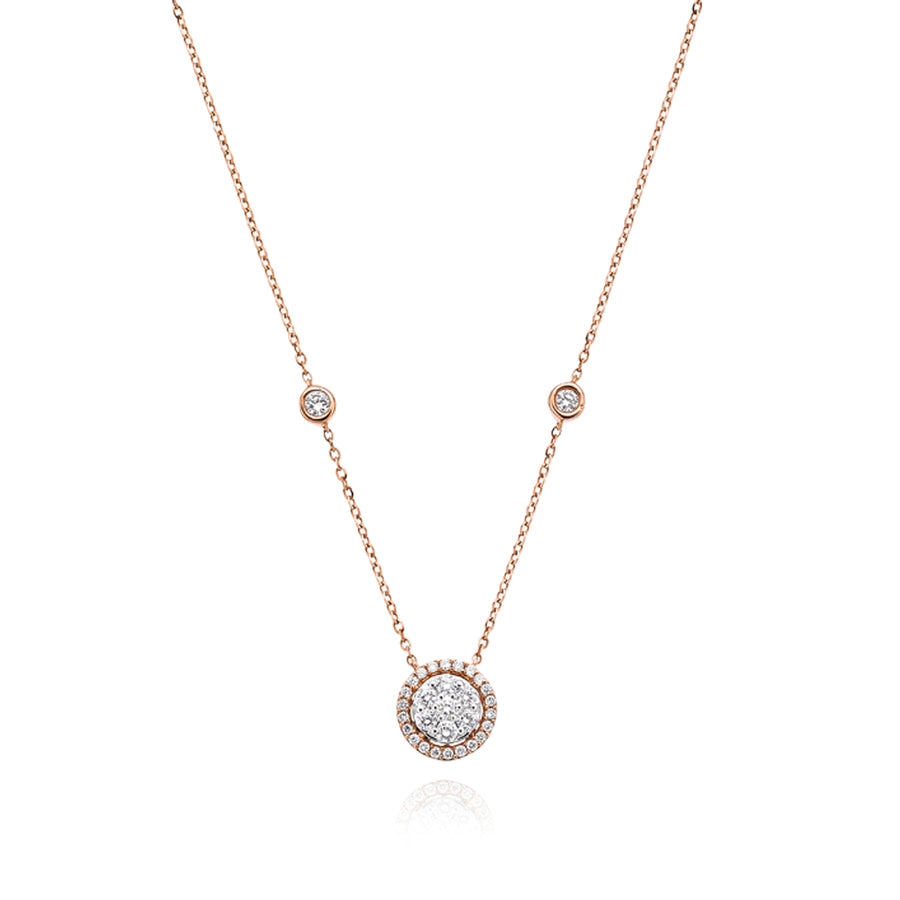 18ct Rose & White Gold Round Brilliant Cut with 1/3 CARAT tw of Diamonds Pendant