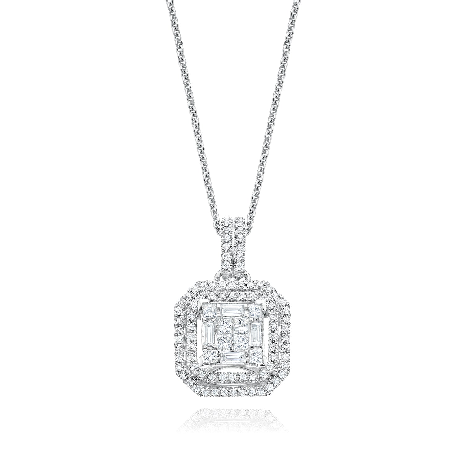 Baguette diamond on sale circle necklace