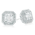 9ct White Gold Princess, Round & Baguette Cut with 3/4 CARAT tw of Diamonds Earrings