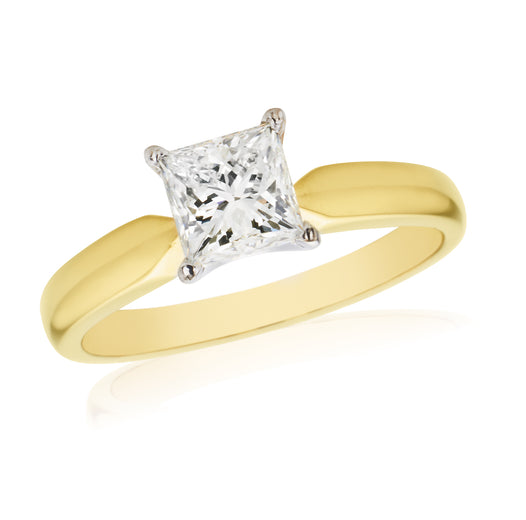 18ct Yellow & White Gold Princess Cut 1.00 Carat tw Diamond Ring
