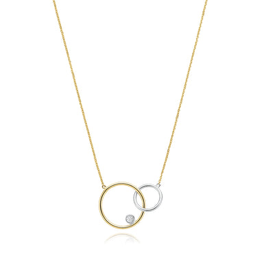 9ct Two Tone Gold Round Brilliant Cut Diamond Set Necklace