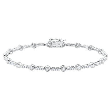 9ct White Gold Round Brilliant Cut with 1 CARAT tw of Diamonds Tennis Bracelet