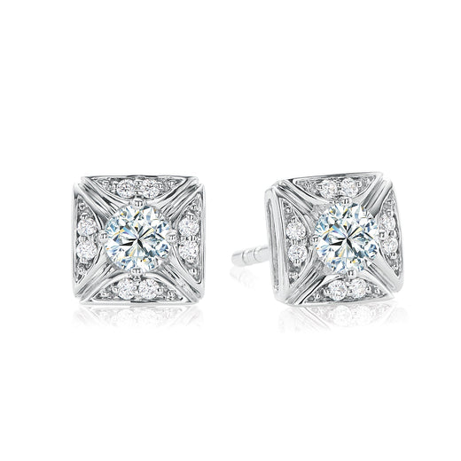 Forevermark 18ct White Gold Round Cut with 0.38 Carat tw of Diamonds Earrings