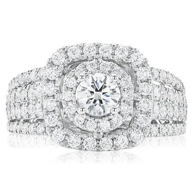 Halo 18ct White Gold Round Brilliant Cut with 1 1/2 CARAT tw of Diamonds Ring