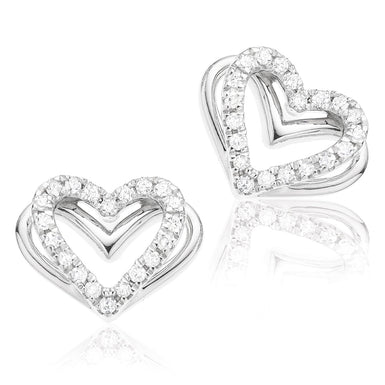 Vera Wang Love Sterling Silver Round Cut with 0.10 Carat tw of Diamonds Earrings