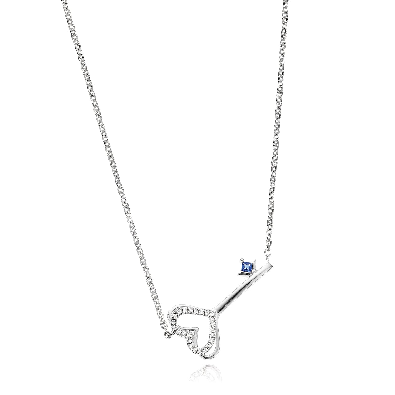 Vera Wang Love Sterling Silver Round Cut with 0.05 CARAT tw of Diamonds Necklace