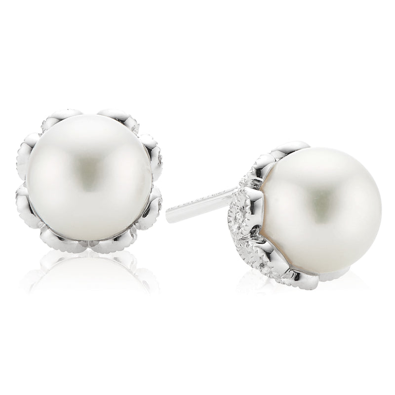 Vera Wang Love Sterling Silver Freshwater Pearl Stud Earrings