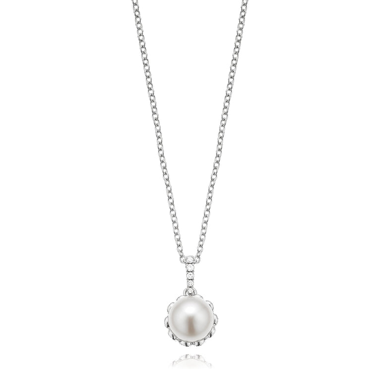 Vera Wang Love Sterling Silver Freshwater Pearl & Sapphire Necklace