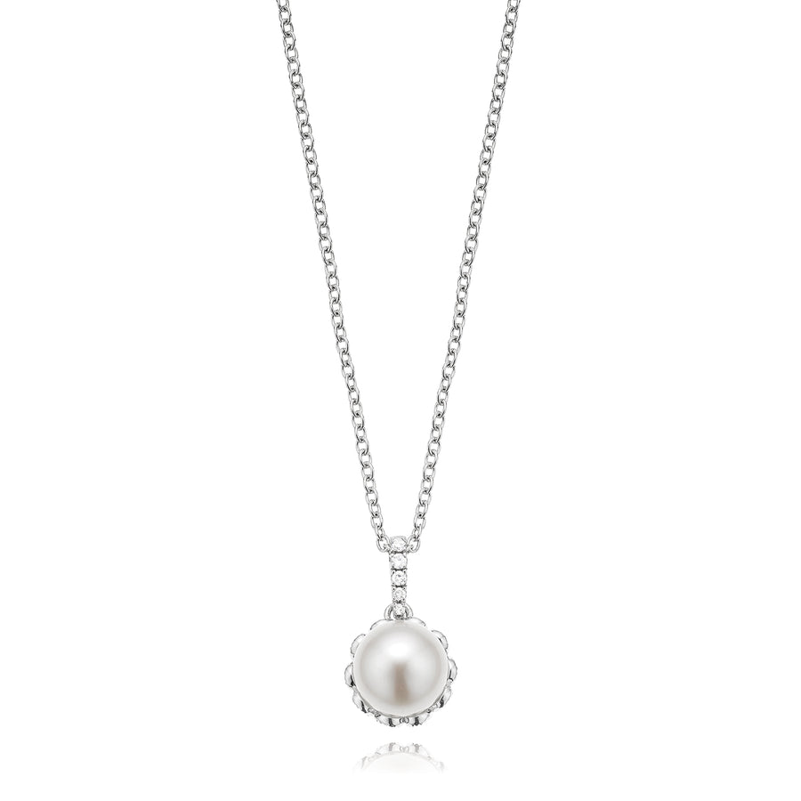 Vera Wang Love Sterling Silver Freshwater Pearl & Sapphire Necklace