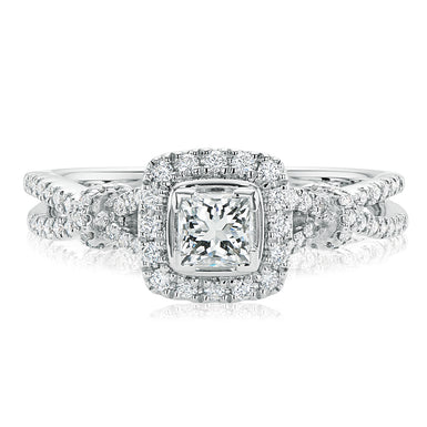 Forevermark 18ct White Gold Princess & Round Cut with 3/4 CARAT tw of Diamonds Ring