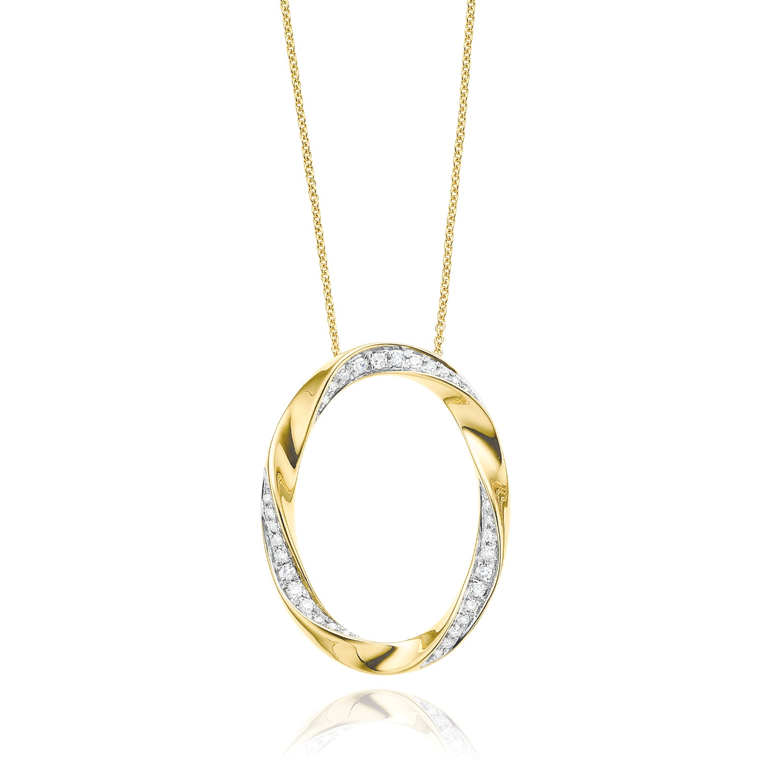 9ct Yellow Gold Round Brilliant Cut with 0.15 CARAT tw of Diamonds Pendant
