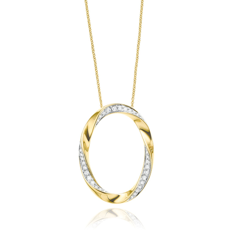 9ct Yellow Gold Round Brilliant Cut with 0.15 CARAT tw of Diamonds Pendant