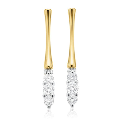 9ct Two Tone Gold Round Brilliant Cut with 1/2 CARAT tw of Diamonds Earrings