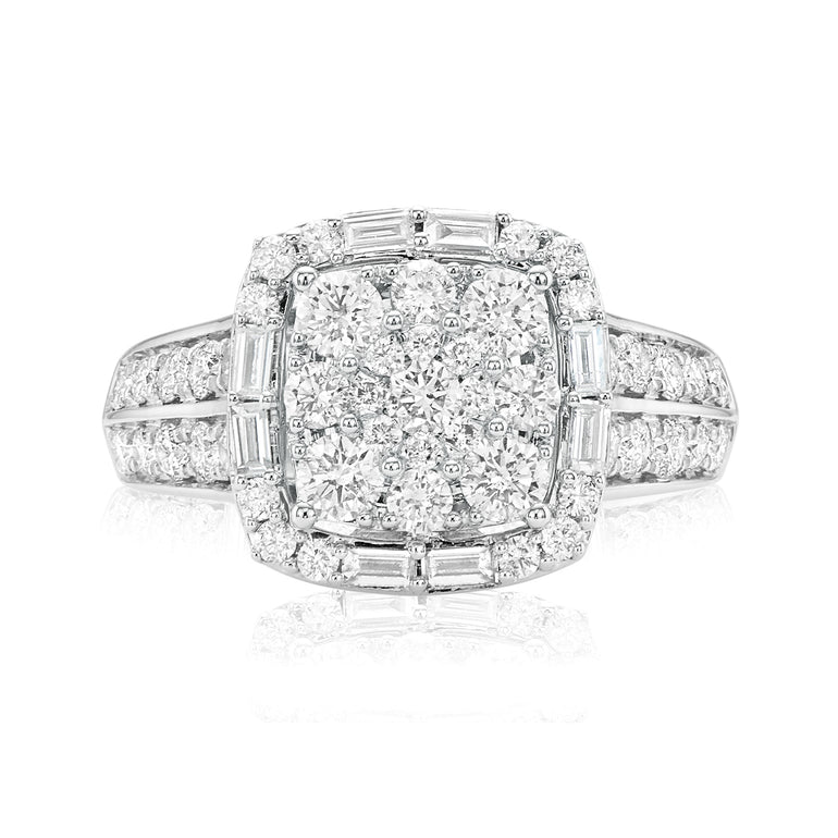 9ct White Gold Round Brilliant Cut with 1 1/2 CARAT tw of Diamonds Ring