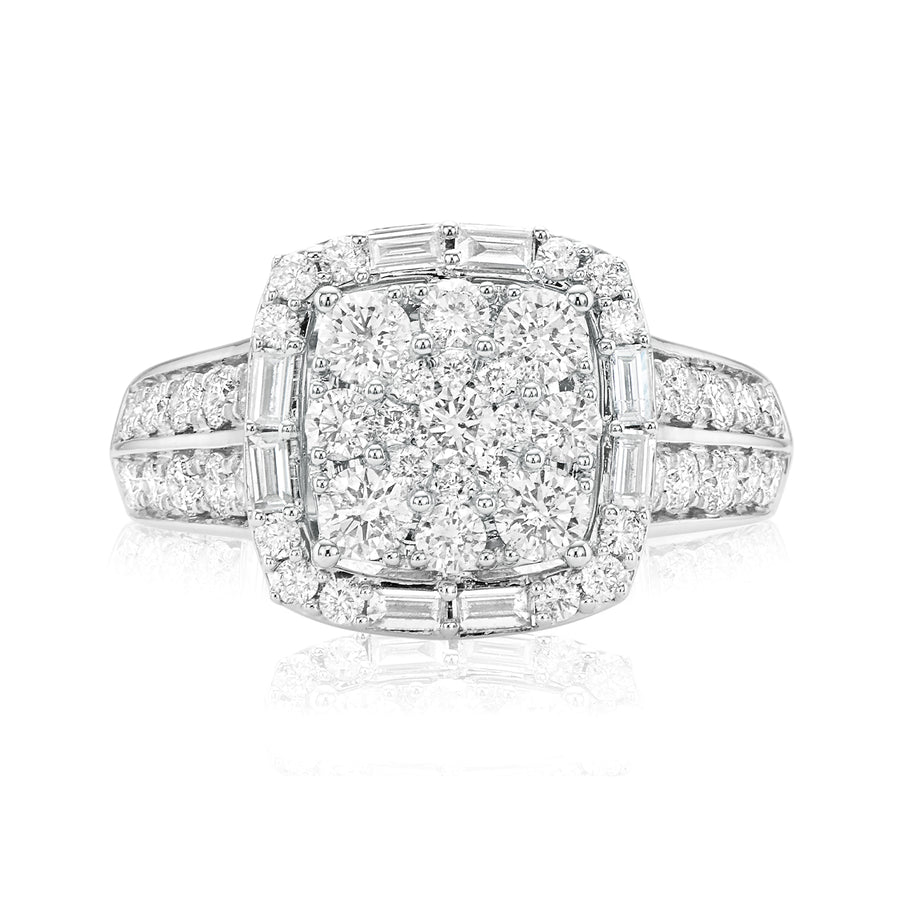 9ct White Gold Round Brilliant Cut with 1 1/2 CARAT tw of Diamonds Ring