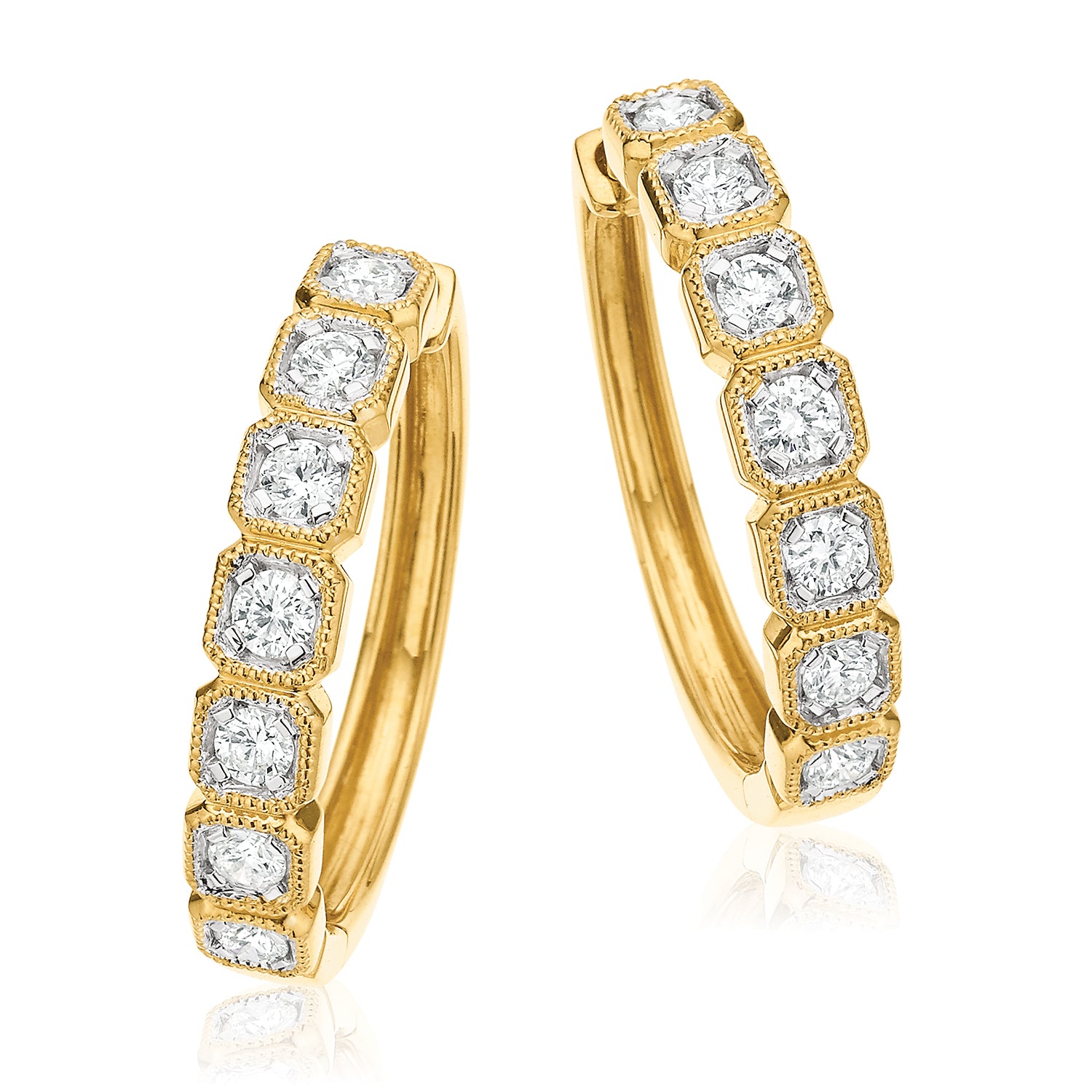 9ct Yellow Gold Round Brilliant Cut with 1/2 CARAT tw of Diamonds Earrings