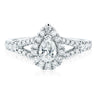 Halo 18ct White Gold Pear & Round Brilliant Cut with 1 CARAT tw of Diamonds Ring