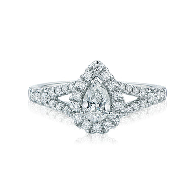 Halo 18ct White Gold Pear & Round Brilliant Cut with 1.65 CARAT tw of Diamonds Ring