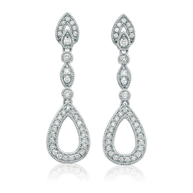 9ct White Gold Round Brilliant Cut with 0.34 Carat tw of Diamonds Earrings