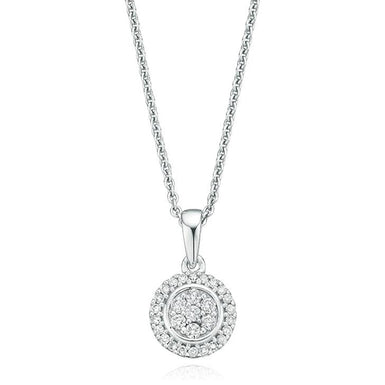 9ct White Gold Round Brilliant Cut with 0.15 CARAT tw of Diamond Pendant