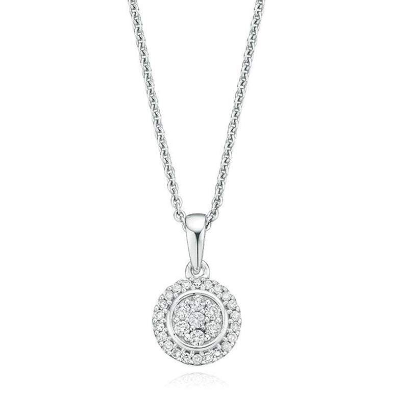 9ct White Gold Round Brilliant Cut with 0.15 CARAT tw of Diamond Pendant