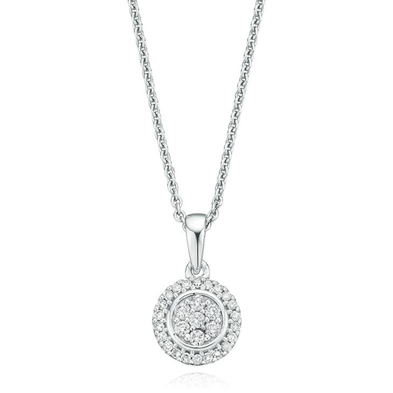 9ct White Gold Round Brilliant Cut with 0.15 CARAT tw of Diamond Pendant