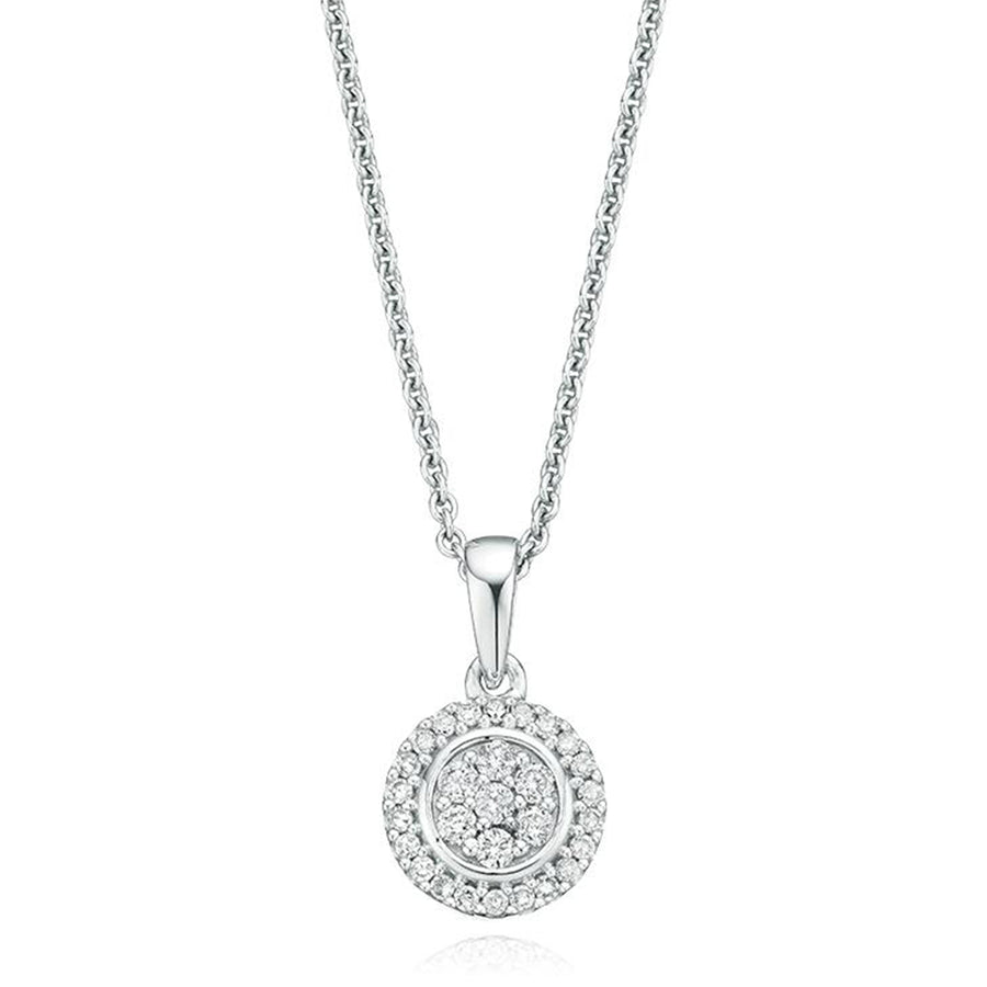 9ct White Gold Round Brilliant Cut with 0.15 CARAT tw of Diamond Pendant