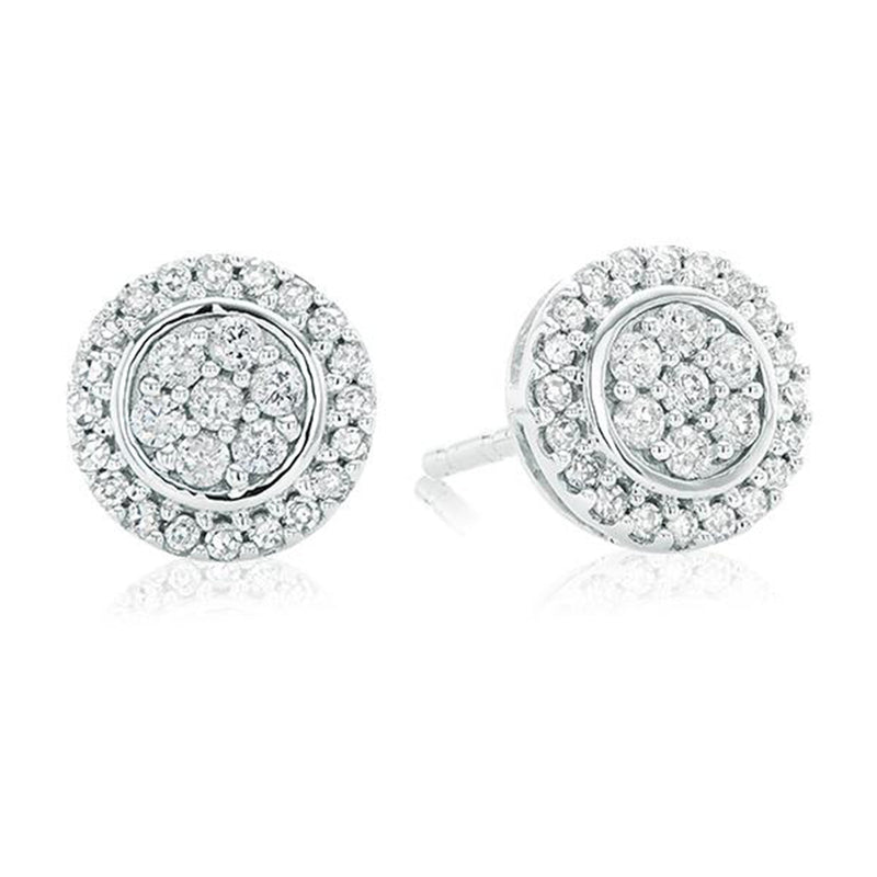 9ct White Gold Round Brilliant Cut with 0.20 CARAT tw of Diamonds Earrings