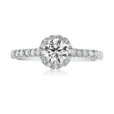 Halo 18ct White Gold Round Brilliant Cut with 1 CARAT tw of Diamonds Ring