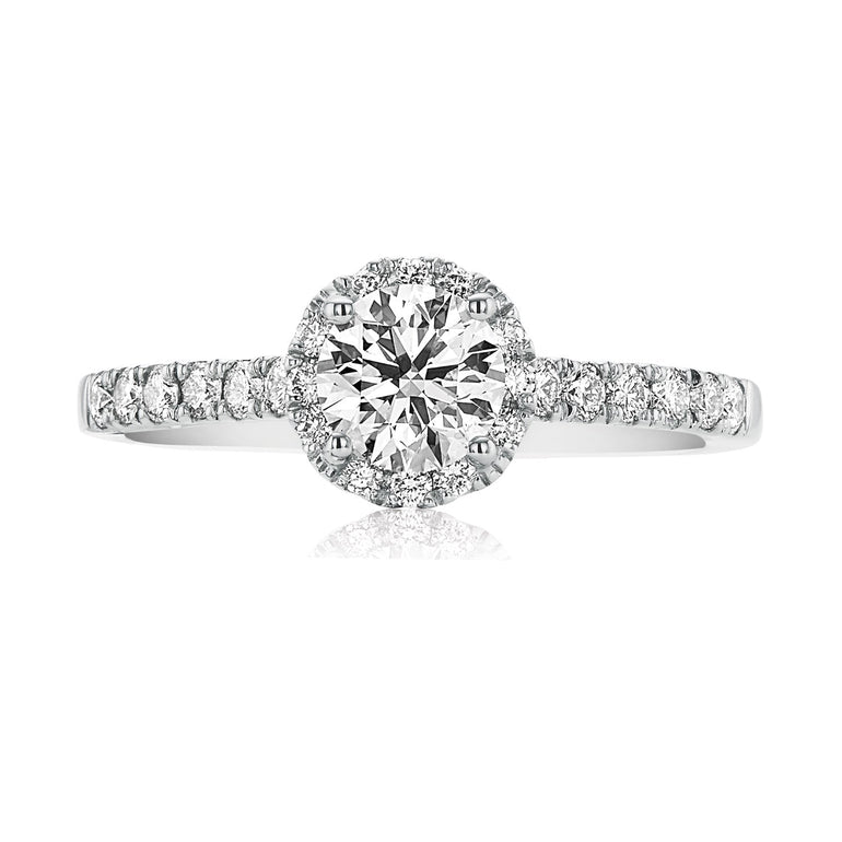 Halo 18ct White Gold Round Brilliant Cut with 1 CARAT tw of Diamonds Ring