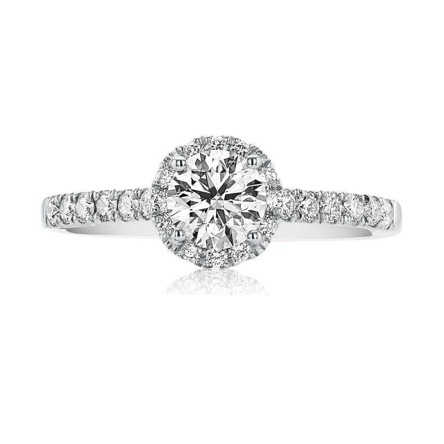 Halo 18ct White Gold Round Brilliant Cut with 1 CARAT tw of Diamonds Ring