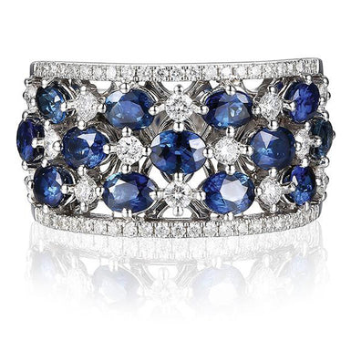 9ct White Gold 0.70 Carat tw of Diamonds Natural Sapphire Ring
