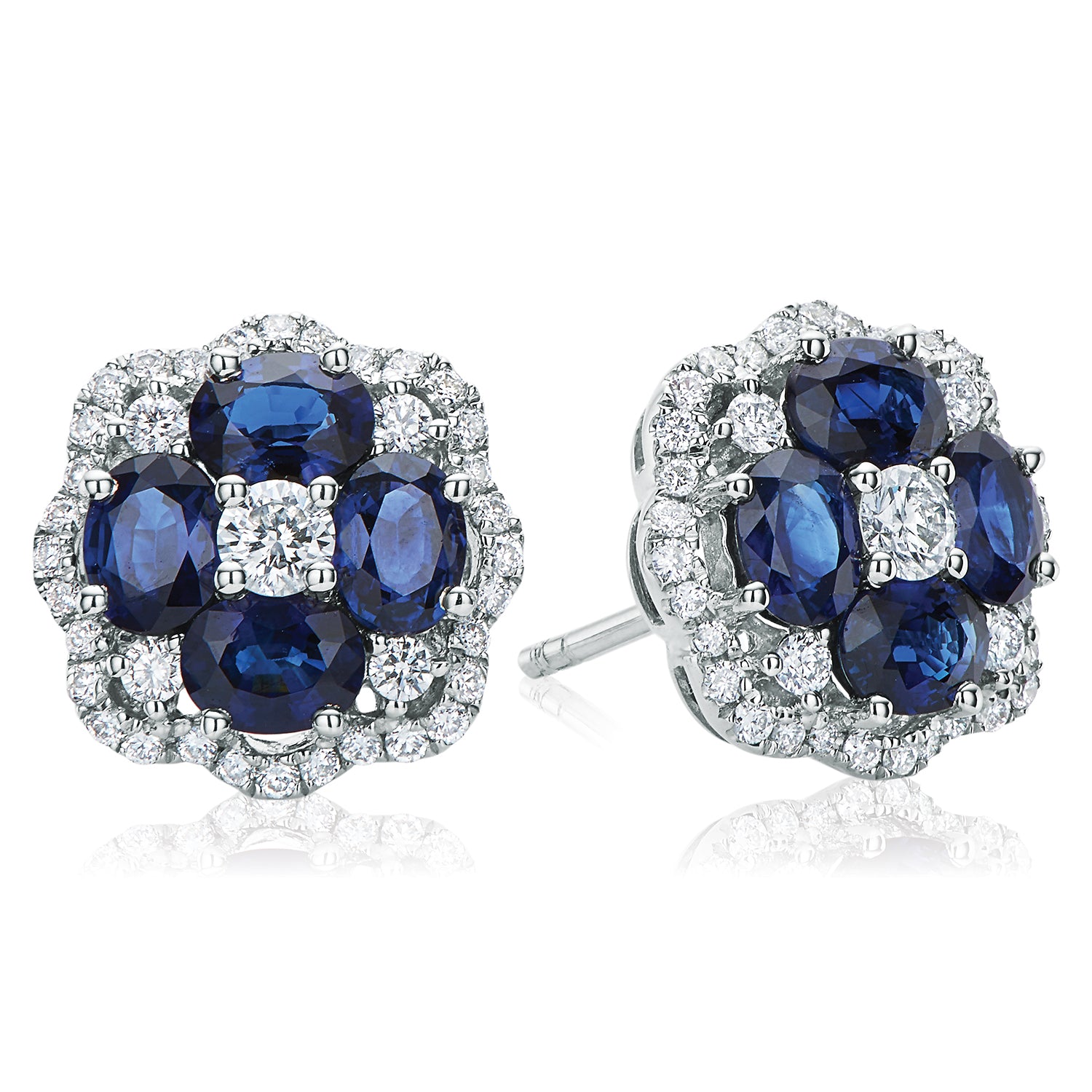 14K White Gold Sapphire & Diamond Earrings – Lustre