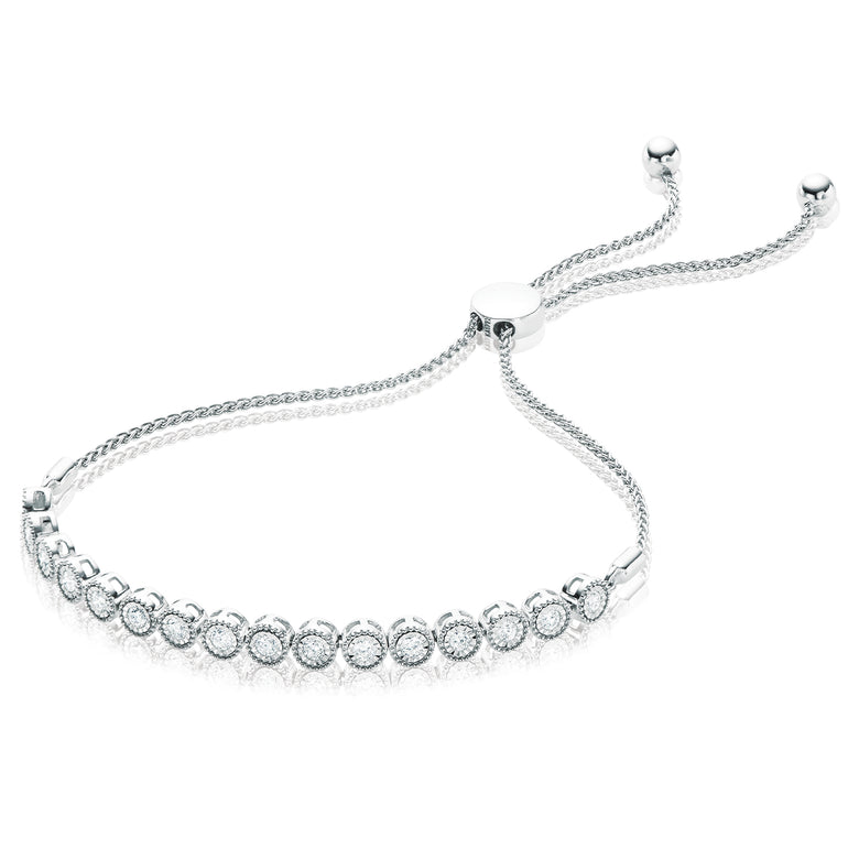 9ct White Gold Round Brilliant Cut with 1/2 CARAT tw of Diamonds Bracelet