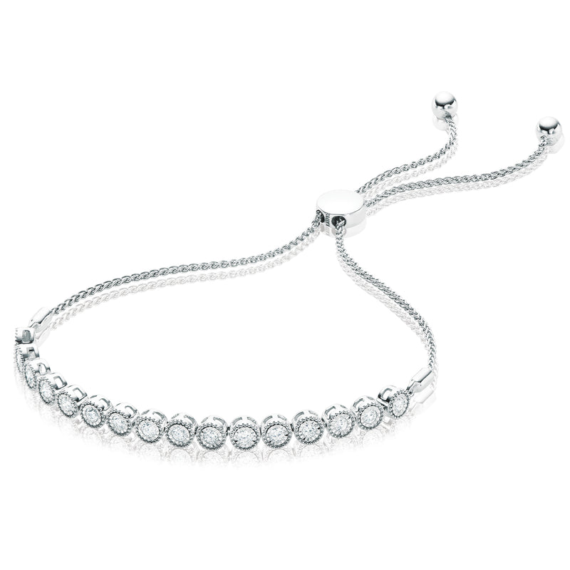 9ct White Gold Round Brilliant Cut with 1/2 CARAT tw of Diamonds Bracelet