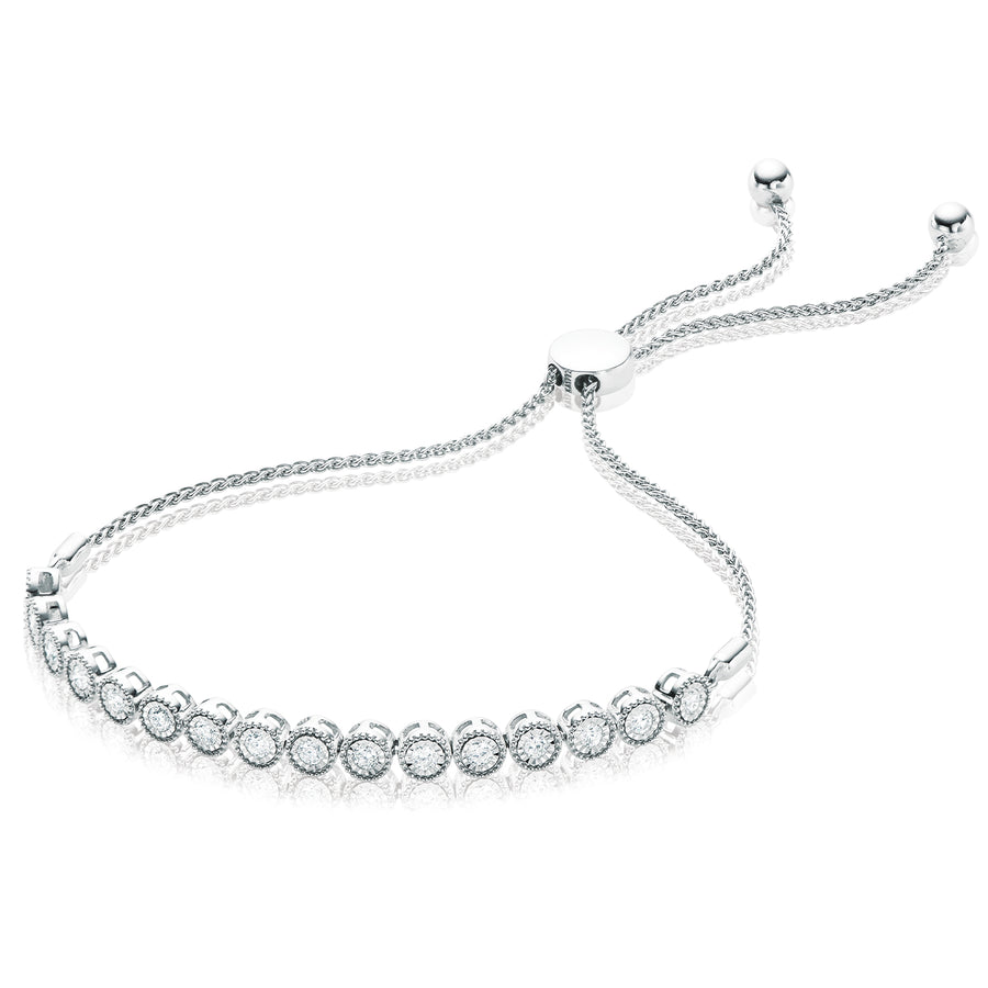 9ct White Gold Round Brilliant Cut with 1/2 CARAT tw of Diamonds Bracelet