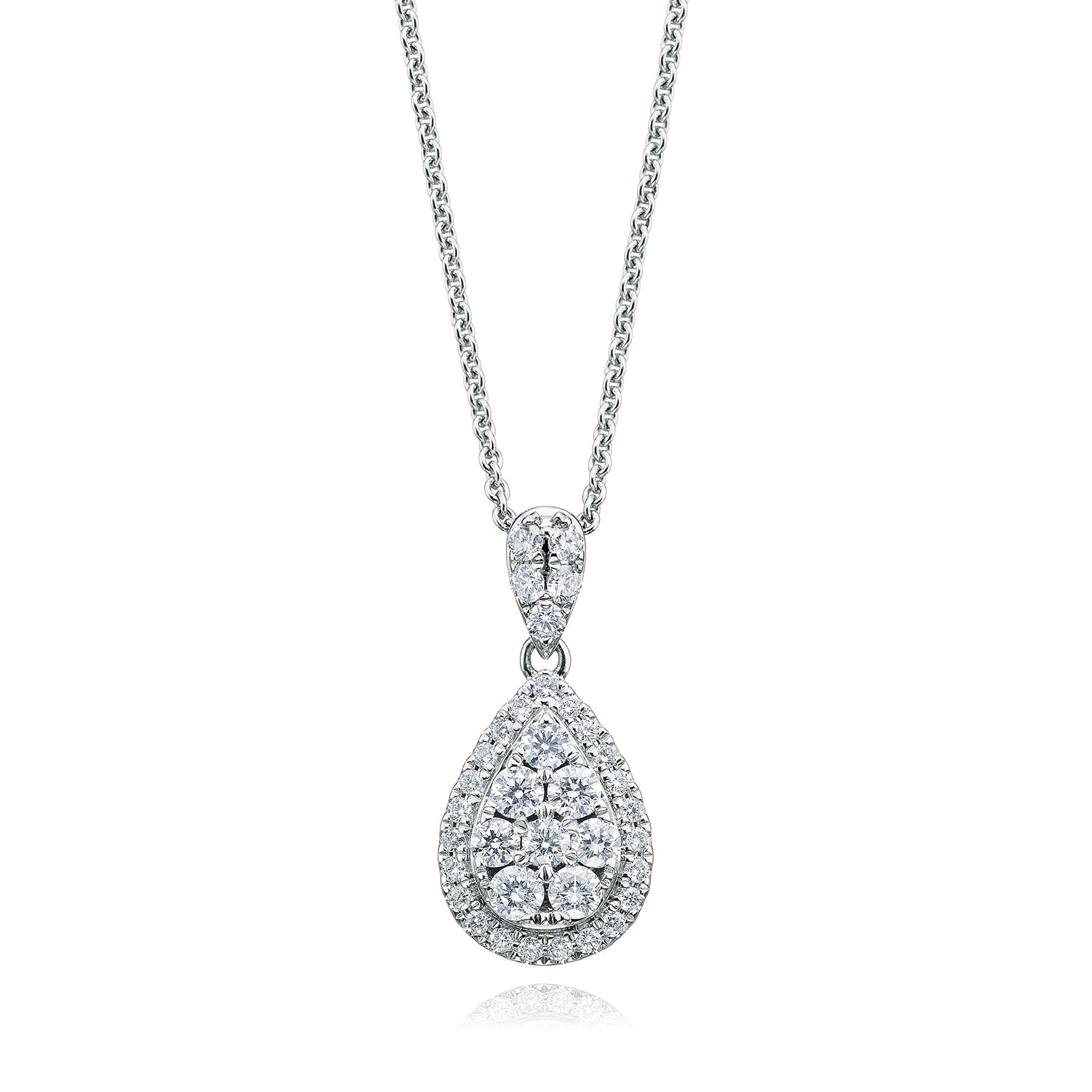 18ct White Gold Round Brilliant Cut with 1/2 CARAT tw of Diamond Pendant