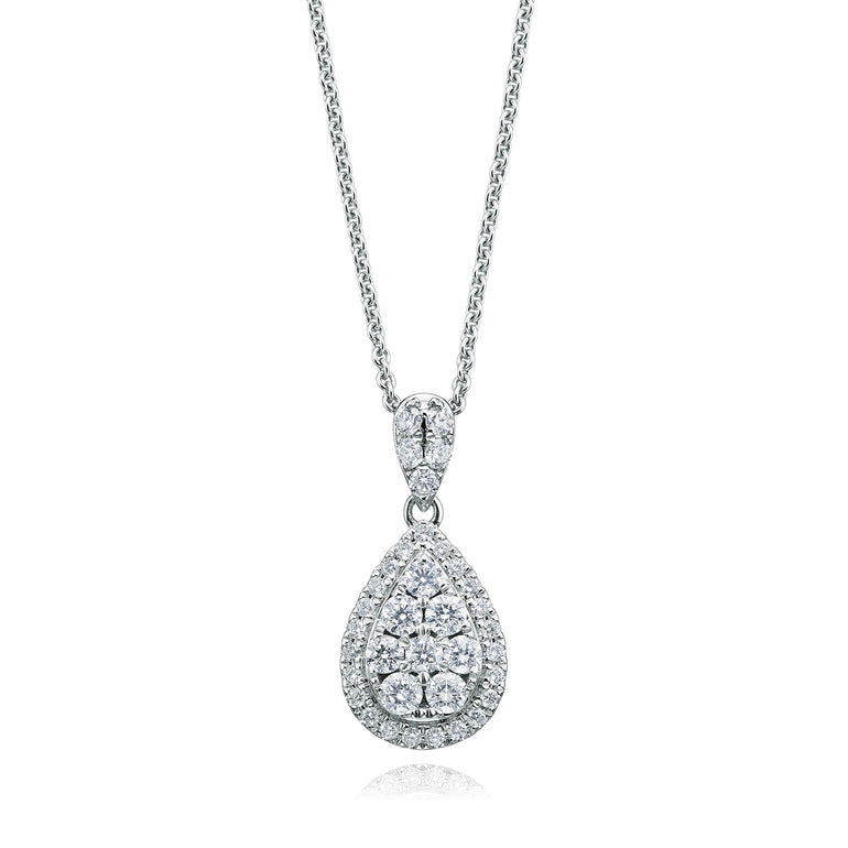 18ct White Gold Round Brilliant Cut with 1/2 CARAT tw of Diamond Pendant