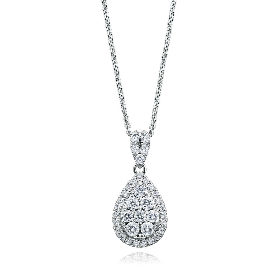18ct White Gold Round Brilliant Cut with 1/2 CARAT tw of Diamond Pendant