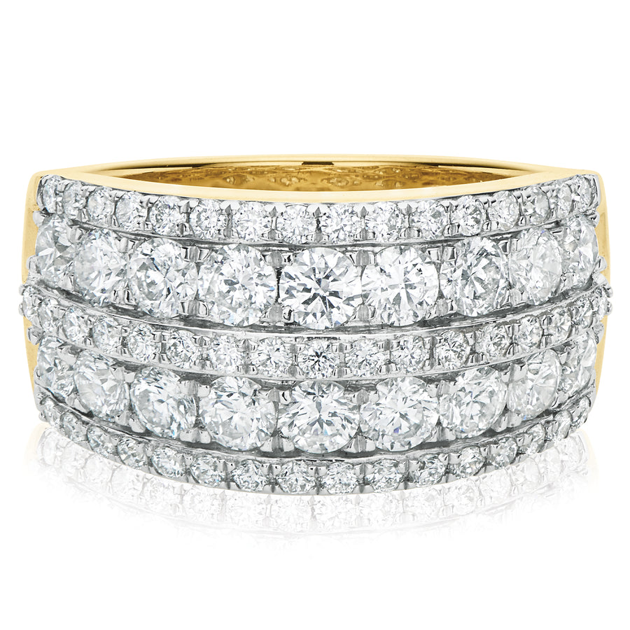 9ct Yellow Gold Round Brilliant Cut with 2 CARAT tw of Diamonds Ring